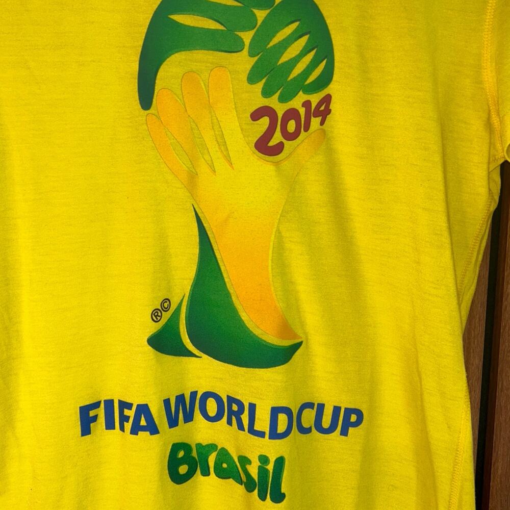 Adidas FIFA World Cup Brasil 2014 Yellow Climalite Tee Medium Soccer